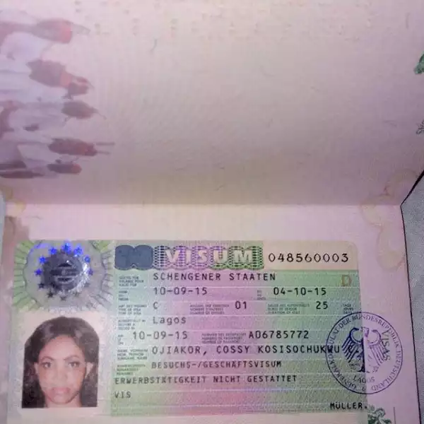 Cossy Orjiakor Shows Off Her Visa To Germany [See Photo]